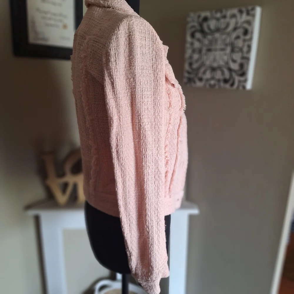 IRO Women's Button Front Pastel Pink Tweed Jacket XS